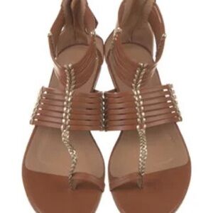Aquazurra Leather Braided Accents Gladiator Sandals